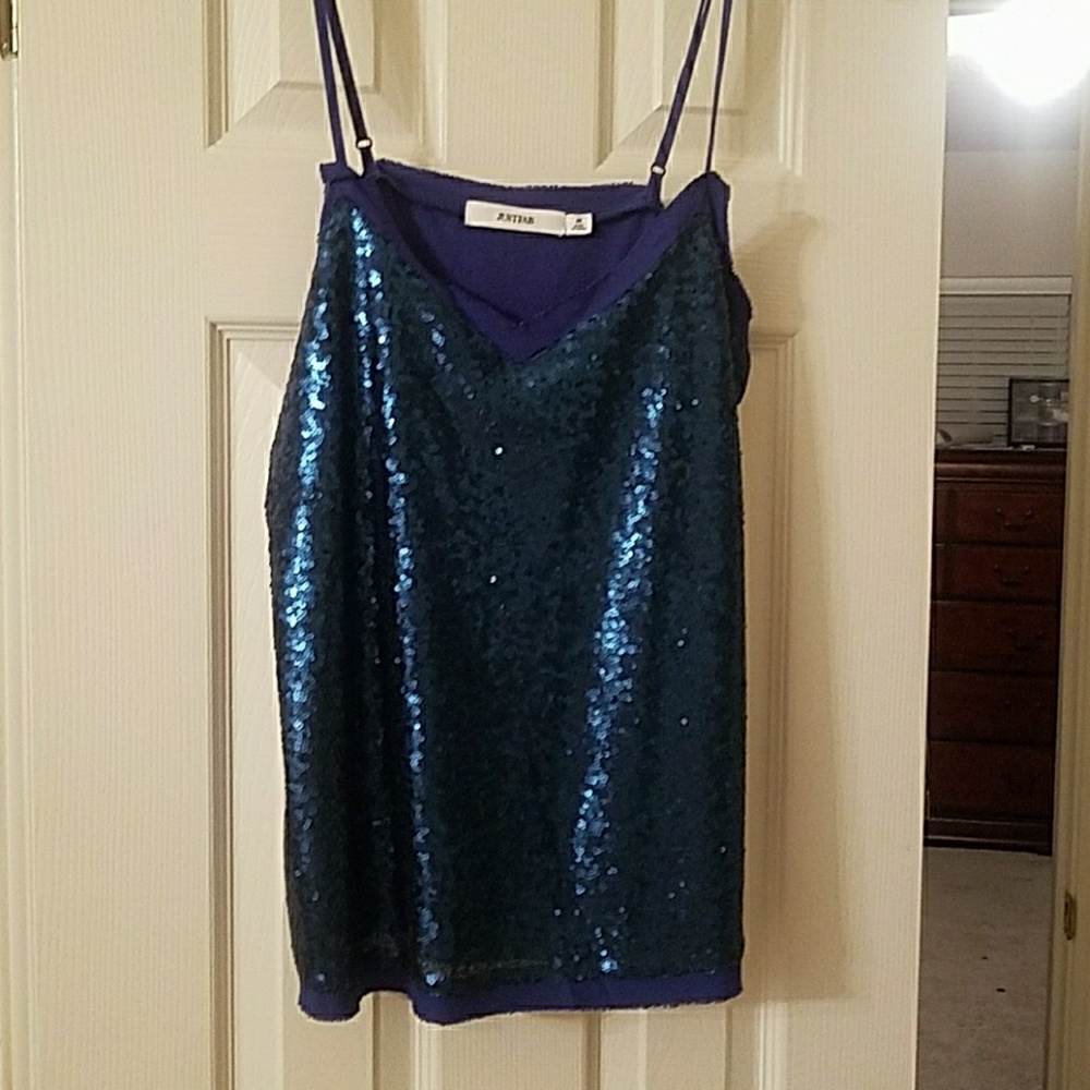 Royal blue sparkly dressy tank top
